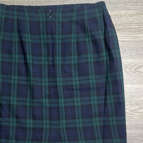 Linda Allard Ellen Tracy Black Watch Tartan Plaid Wool Pencil Skirt - Picture 5 of 6